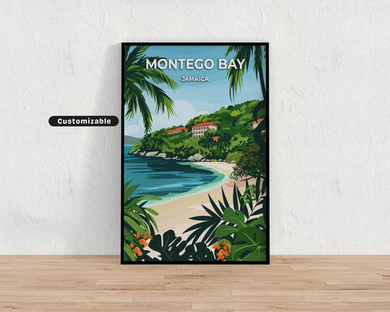 Montego Bay Jamaica Travel Poster Custom Wall Art