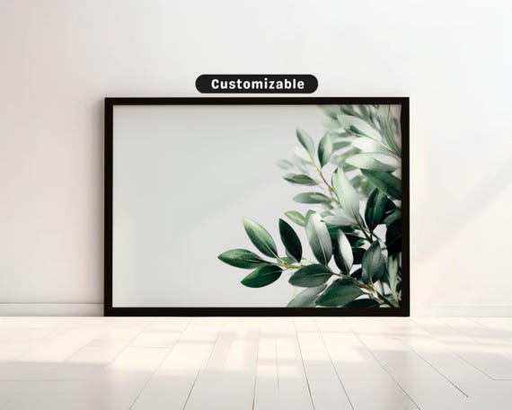 Simplified Sage Green Foliage With Clean White Background Botanical Wall Art Neutral Minimal Print