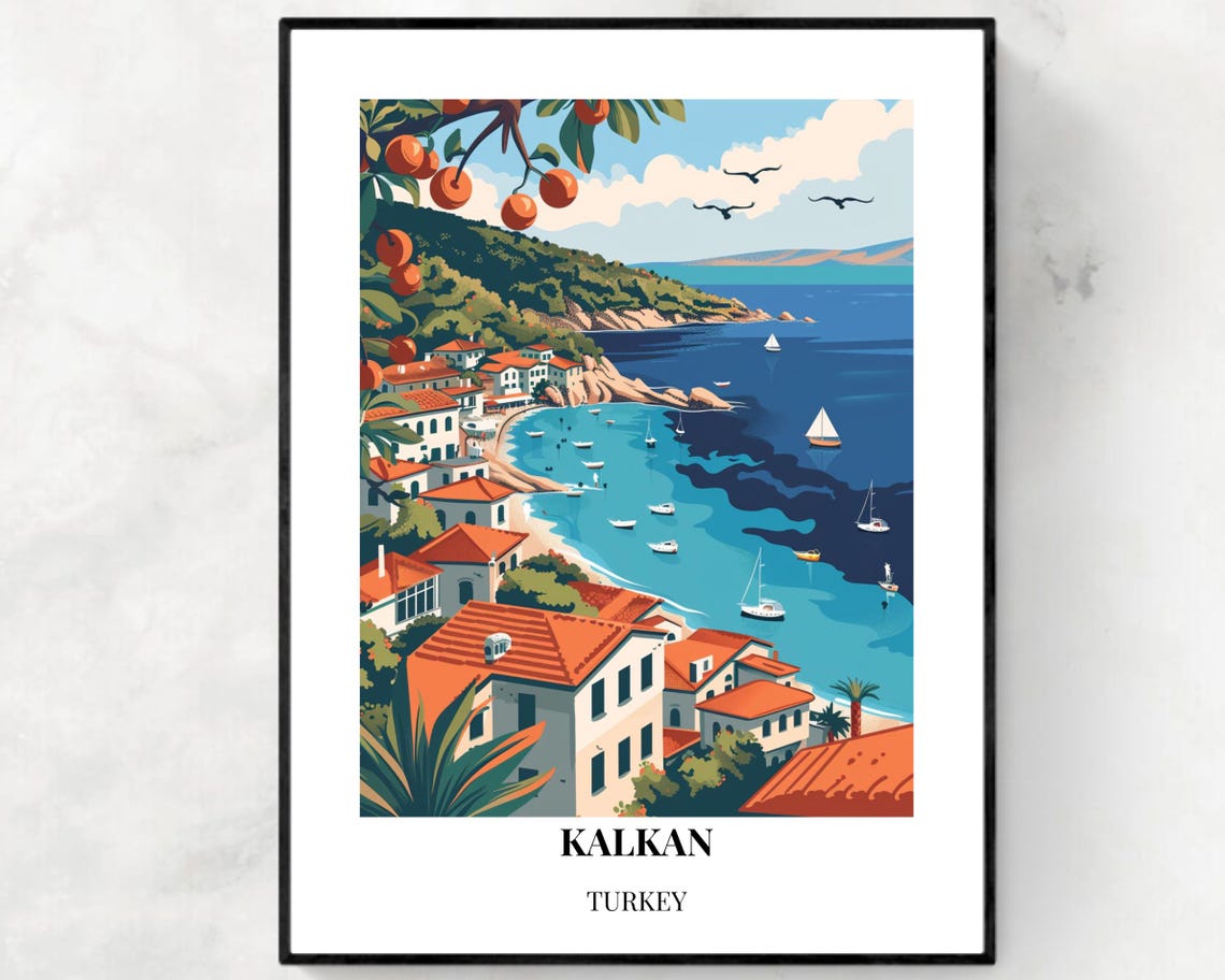 Kalkan Travel Print Wall Art Kalkan Turkey City Print Kalkan Travel Gift Kalkan City Poster Travel Gift Wall Art