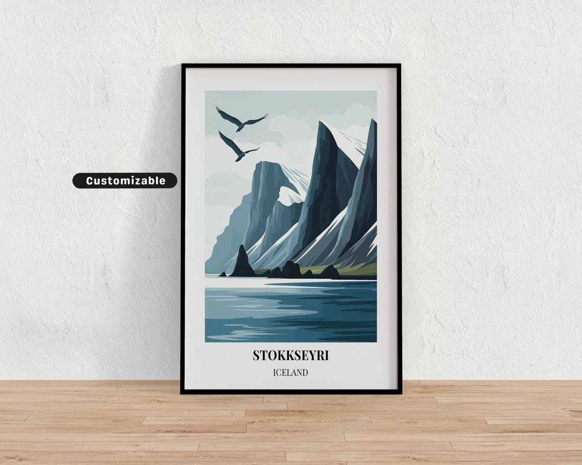 Stokkseyri Iceland Dramatic Sea Cliffs Minimalist Art Poster
