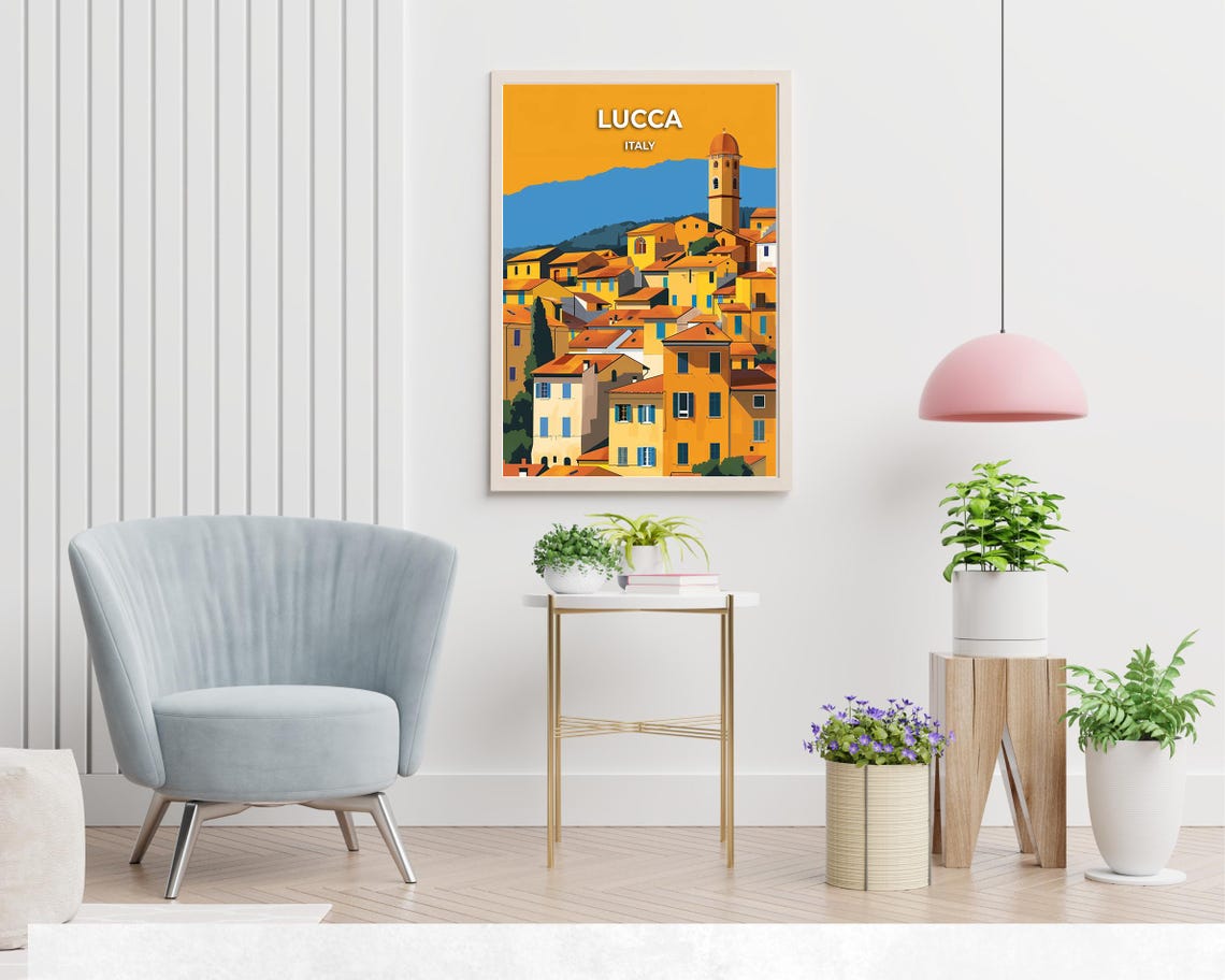 Lucca Italy Tuscan Hill Town Terracotta Rooftops View Poster - Image 2