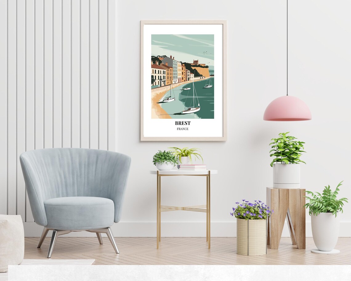 Brest France Harbor With Sailboats Vintage Travel Poster Art - Image 2
