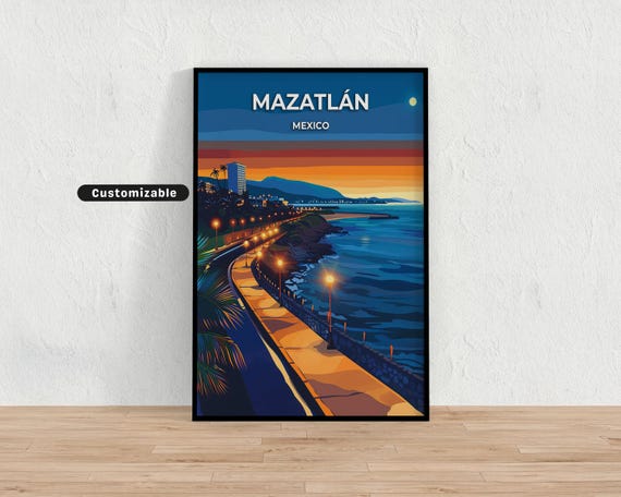 Mazatln Mexico Travel Poster Custom Wall Art