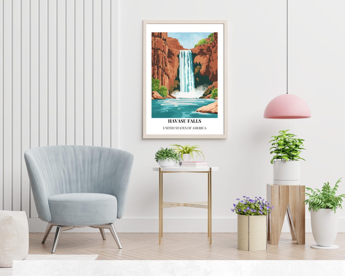 Havasu Falls Red Rock Desert Waterfall Oasis Classic Travel Poster - Image 2