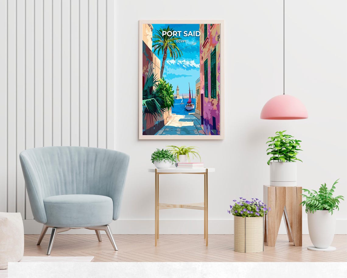 Port Said Travel Print Wall Art Port Said Egypt City Print Port Said Travel Gift Port Said City Poster Travel Gift - Image 2