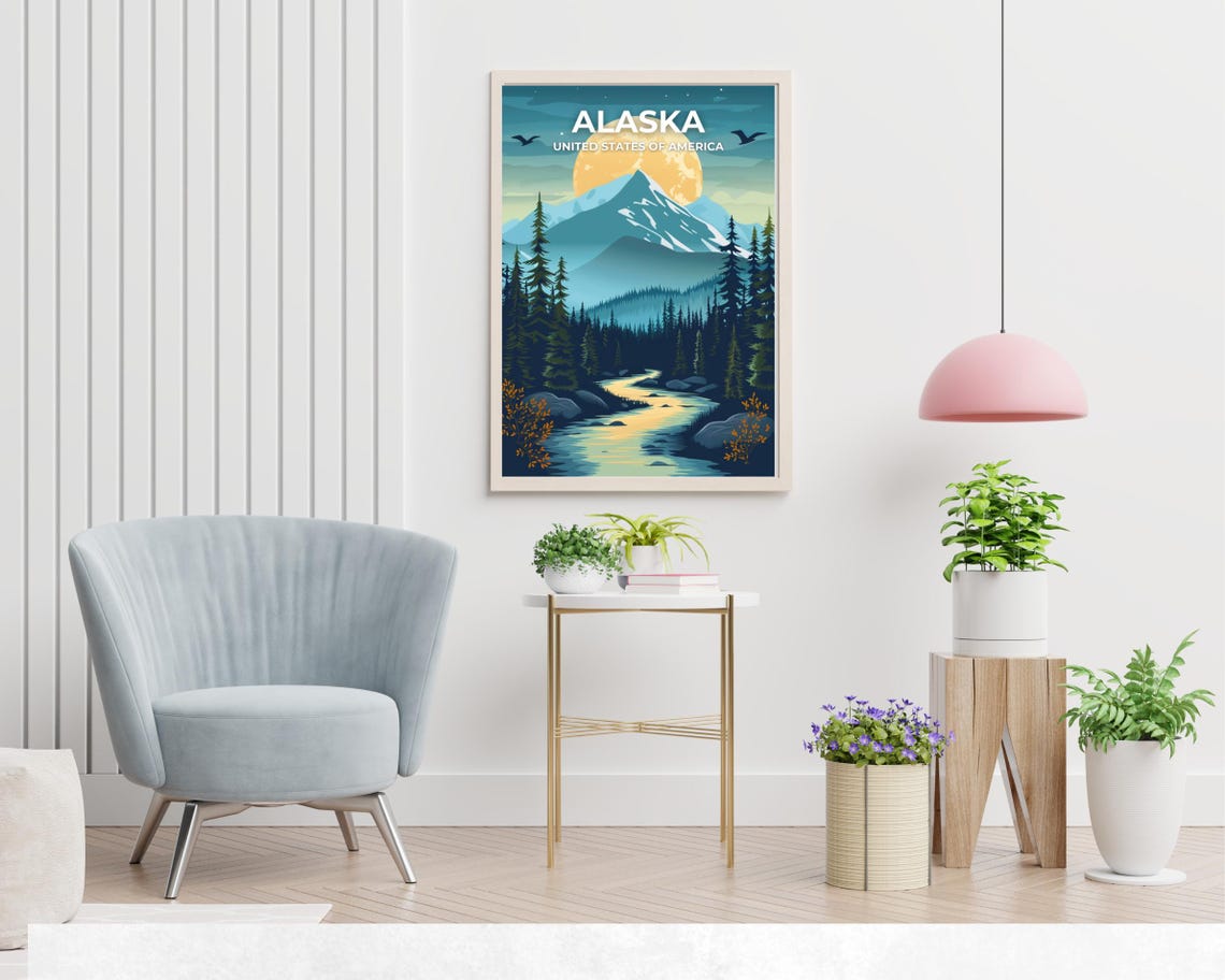 Alaska City Print Alaska Travel Poster United States Travel Gift Alaska United States Poster Alaska Gift - Image 2