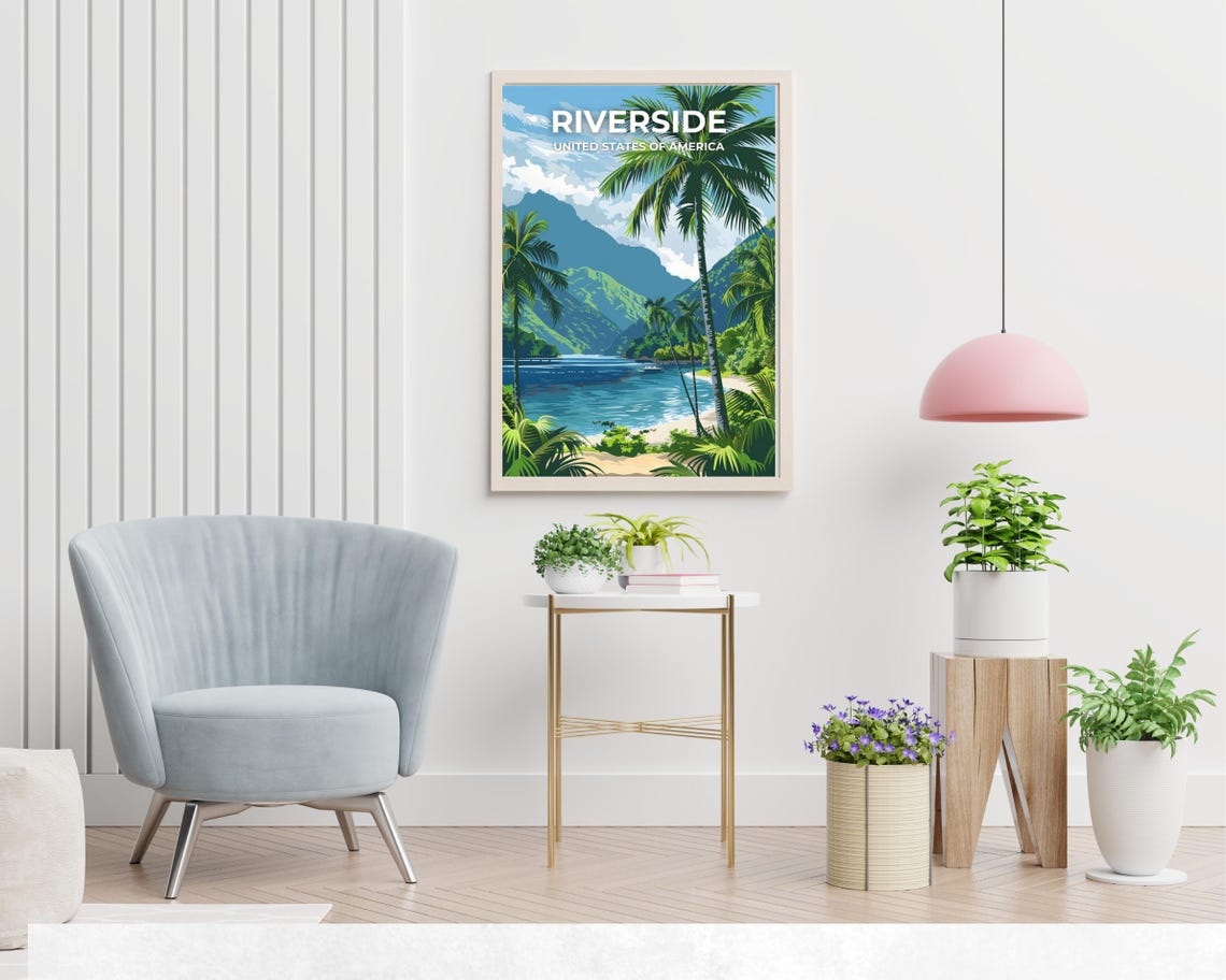 Riverside Tropical Beach Bold White Title Modern Travel Poster - Image 2