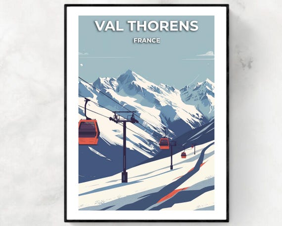 Val Thorens Travel Print Val Thorens Ski Poster France Ski Poster Val Thorens Ski Resort Print