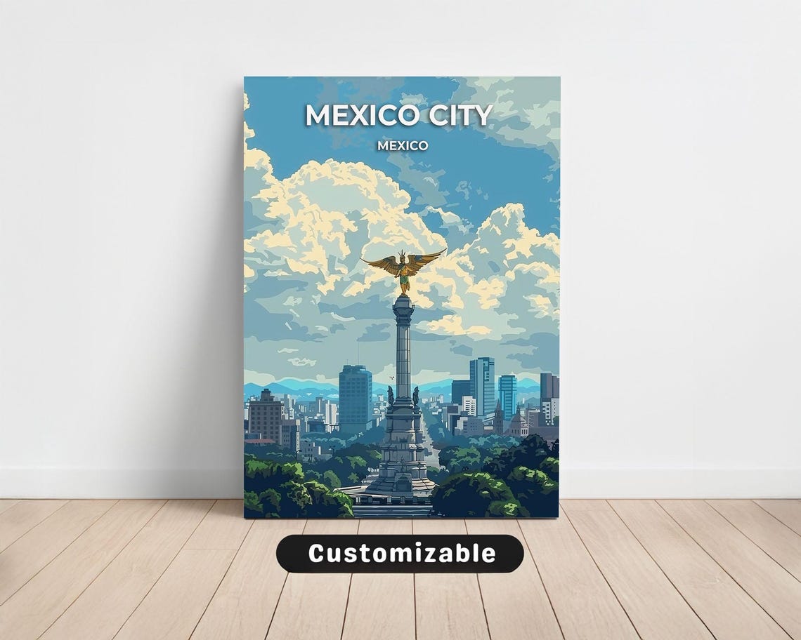Mexico City Travel Canvas Poster Custom Wall Art