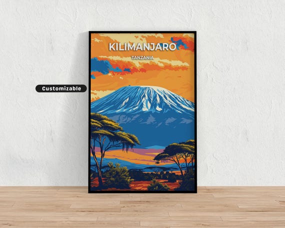 Kilimanjaro Tanzania Travel Poster Custom Wall Art