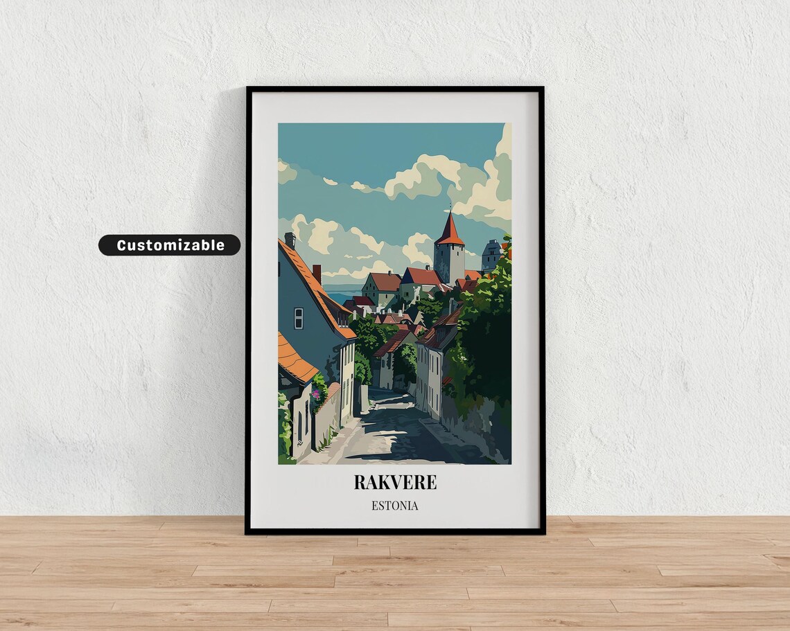 Rakvere Estonia Castle Hill Old Town Street Scenic Travel Poster
