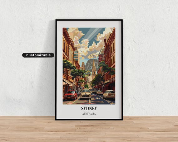 Sydney Australia Travel Poster Custom Wall Art
