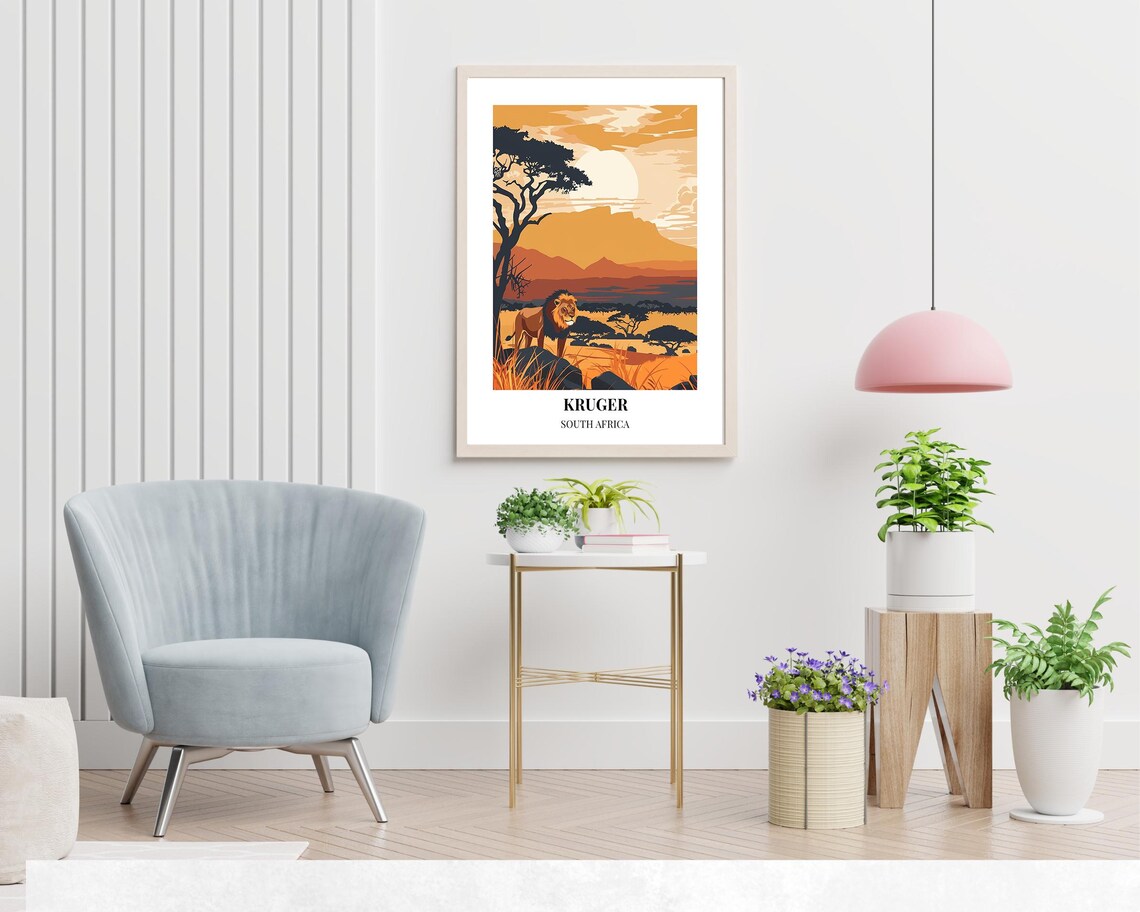 Kruger South Africa Lion Sunset African Safari Travel Poster - Image 2
