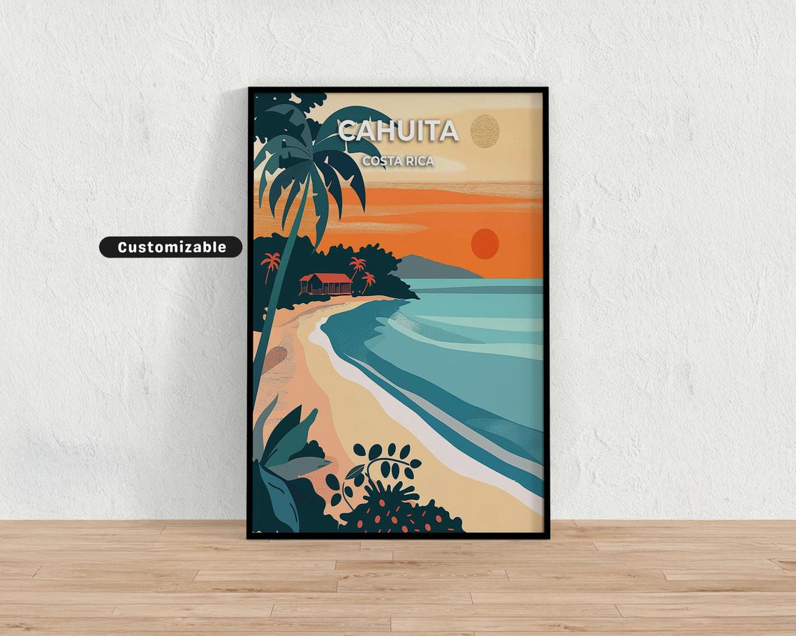 Cahuita Costa Rica Travel Poster Custom Wall Art