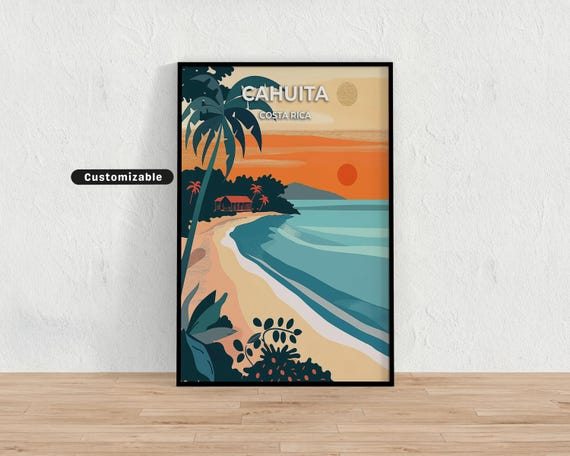 Cahuita Costa Rica Travel Poster Custom Wall Art
