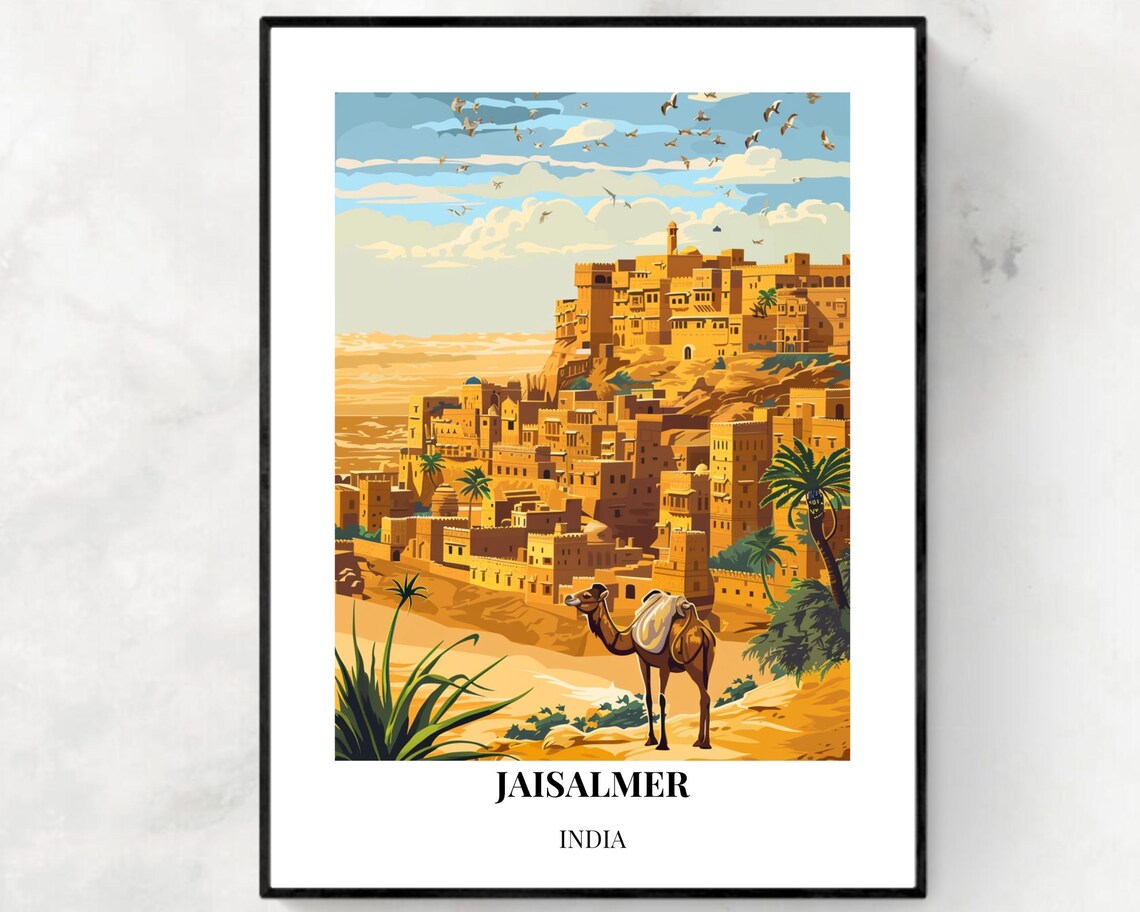 Jaisalmer India Golden Fort Camel Desert City Rajasthan Travel Poster