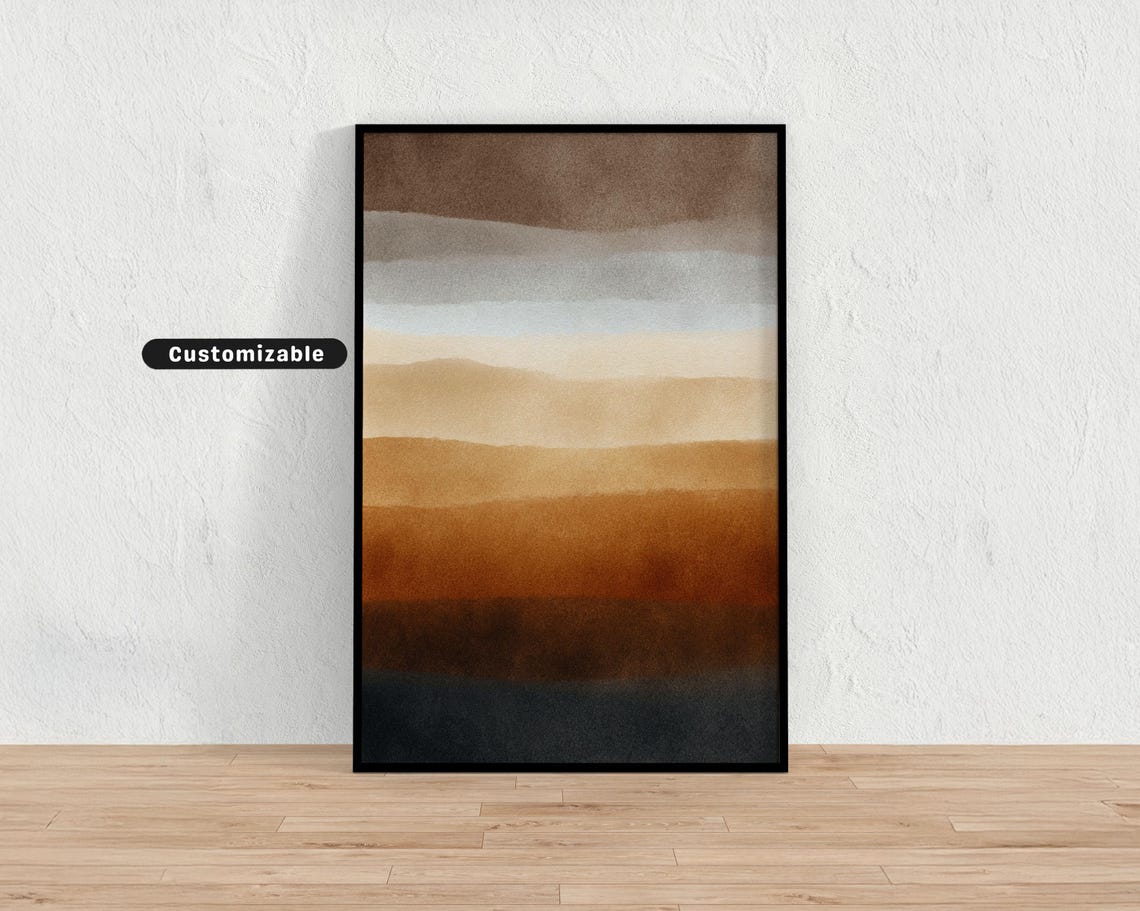 Warm Desert Gradient Tonal Bands Abstract Watercolor Art Poster