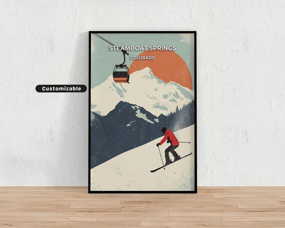 Steamboat Springs Colorado Skier And Gondola Sunset Mountain Ski Poster