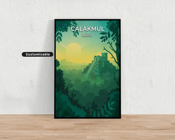 Calakmul Mexico Travel Poster Custom Wall Art