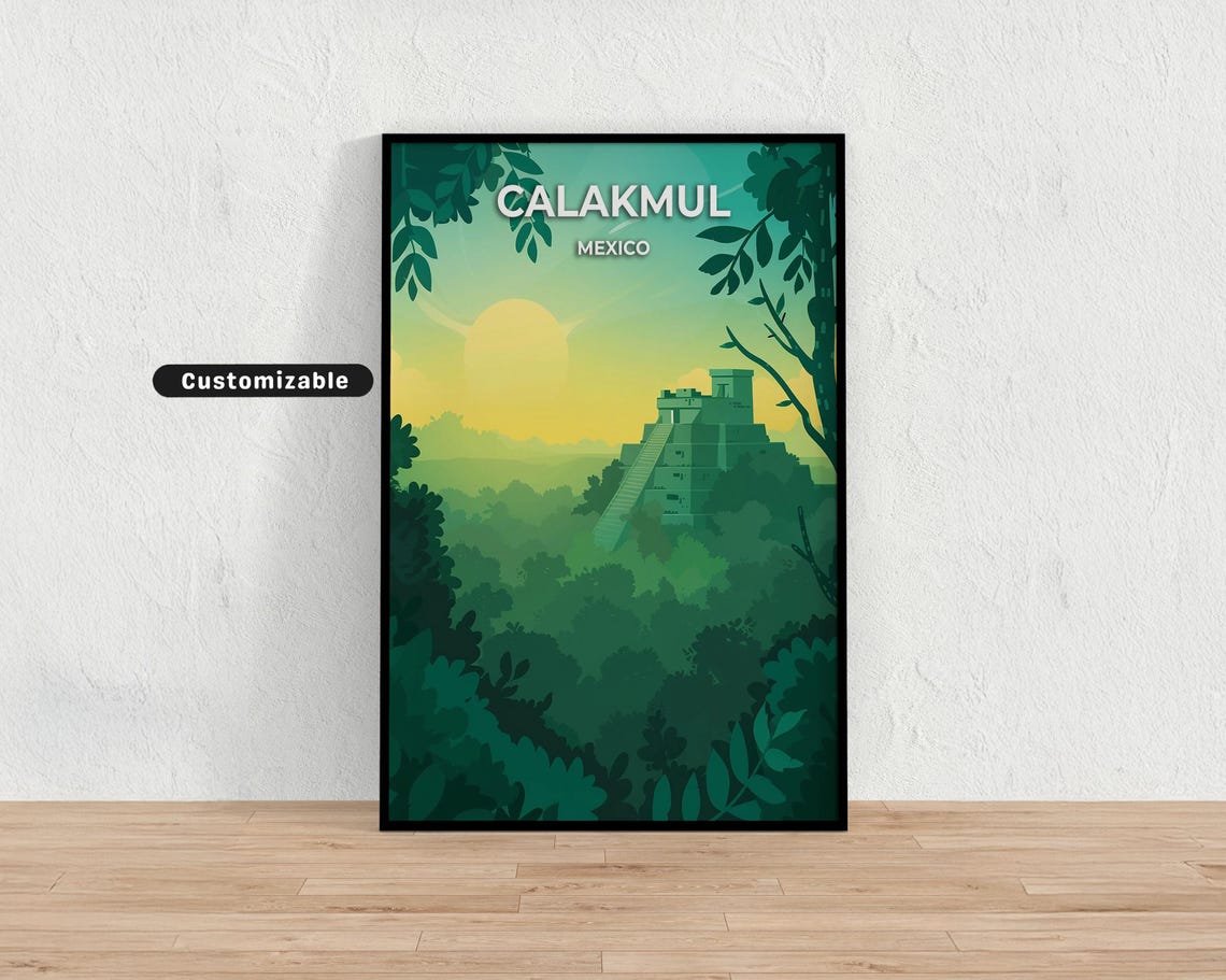 Calakmul Mexico Travel Poster Custom Wall Art