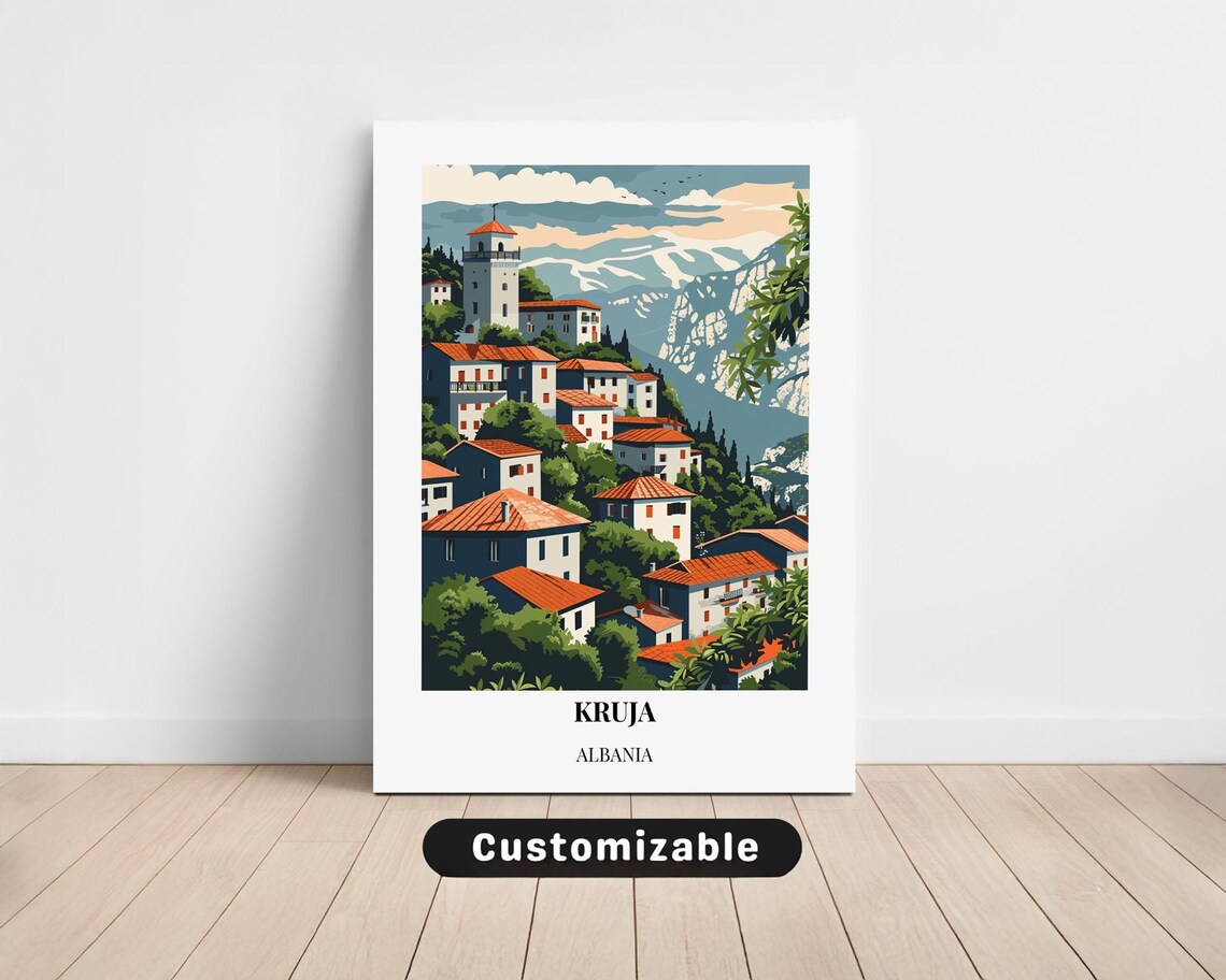 Kruja Albania Hill Town Red Roofs Mountains Travel Art Poster