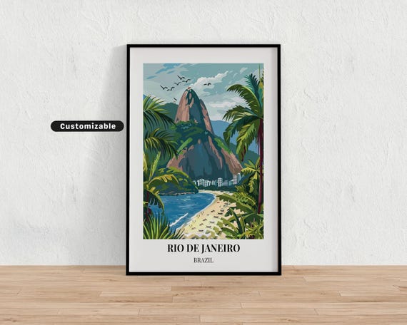 Rio De Janeiro Brazil Travel Poster Custom Wall Art