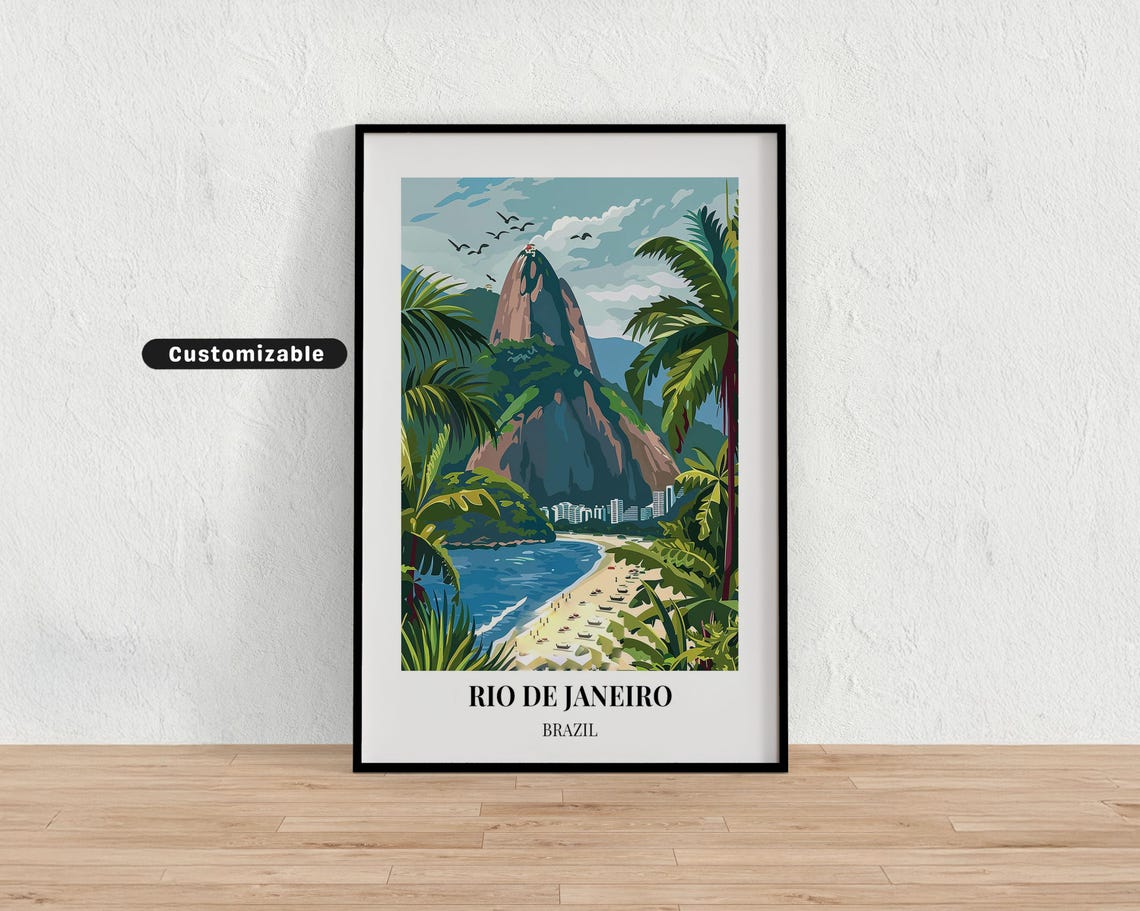Rio De Janeiro Brazil Travel Poster Custom Wall Art