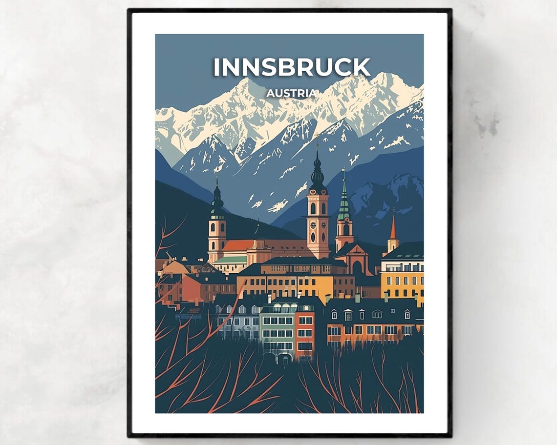 Golden Roof Travel Print Wall Art Innsbruck Austria City Print Golden Roof Travel Gift Golden Roof Poster Wall Art
