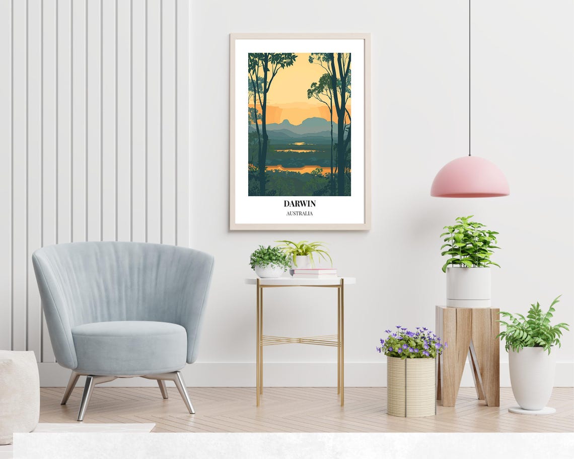 Darwin Australia Outback Sunset Escarpment Retro Travel Poster - Image 2