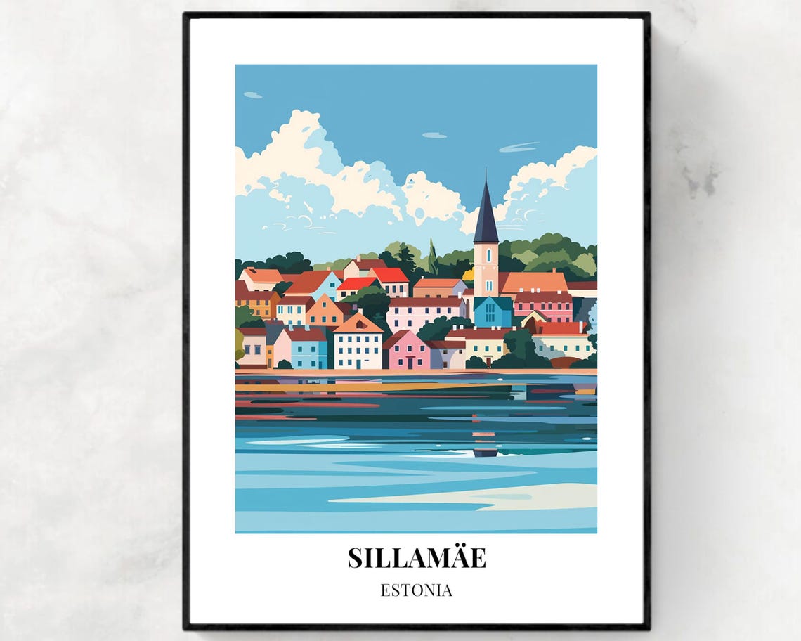 Sillamäe Estonia Harbor Town Church Spire Daytime Sky Art Poster