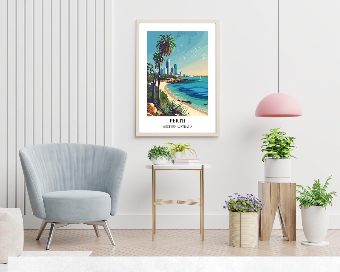 Perth Western Australia Palm Beach Cove City View Travel Poster - Image 2