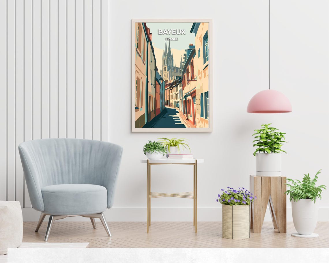 Bayeux City Print Bayeux Travel Poster France Travel Gift Bayeux France Poster Bayeux Gift - Image 2