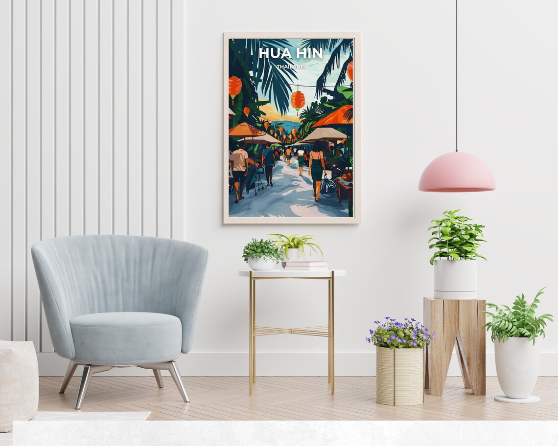 Hua Hin Thailand Cicada Night Market Lanterns Evening Street Poster - Image 2