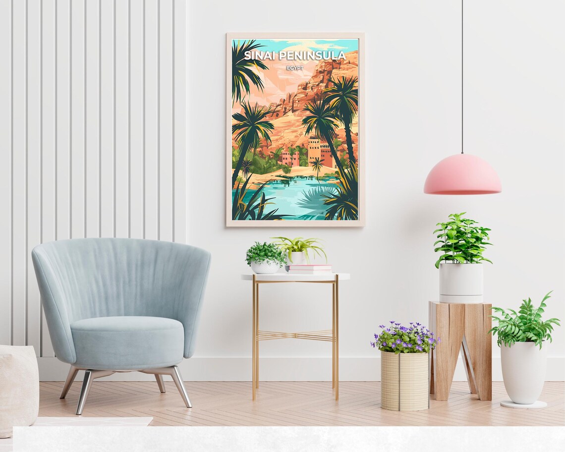 Sinai Peninsula Egypt Desert Oasis Palm Travel Poster Scenic - Image 2
