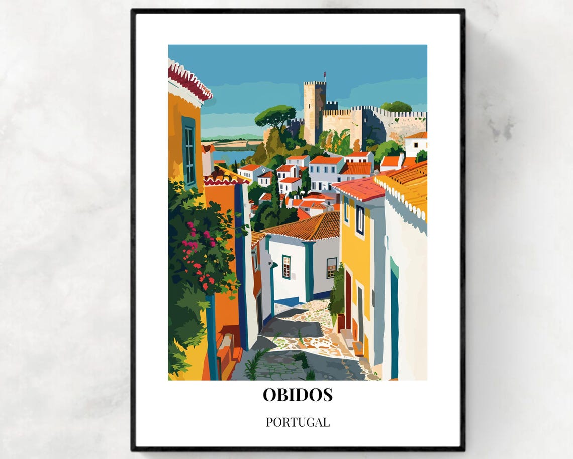 Bidos Travel Print Wall Art Bidos Portugal City Print Bidos Castle Travel Gift Bidos Castle Poster