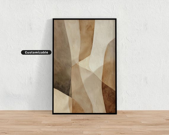 Subtle Desert Scene In Earthy Beige With Abstract Composition Neutral Wall Art Print Minimalist Modern Decor