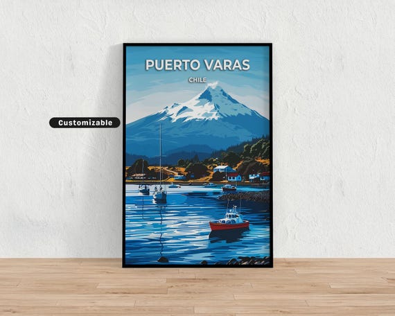 Puerto Varas Chile Travel Poster Custom Wall Art