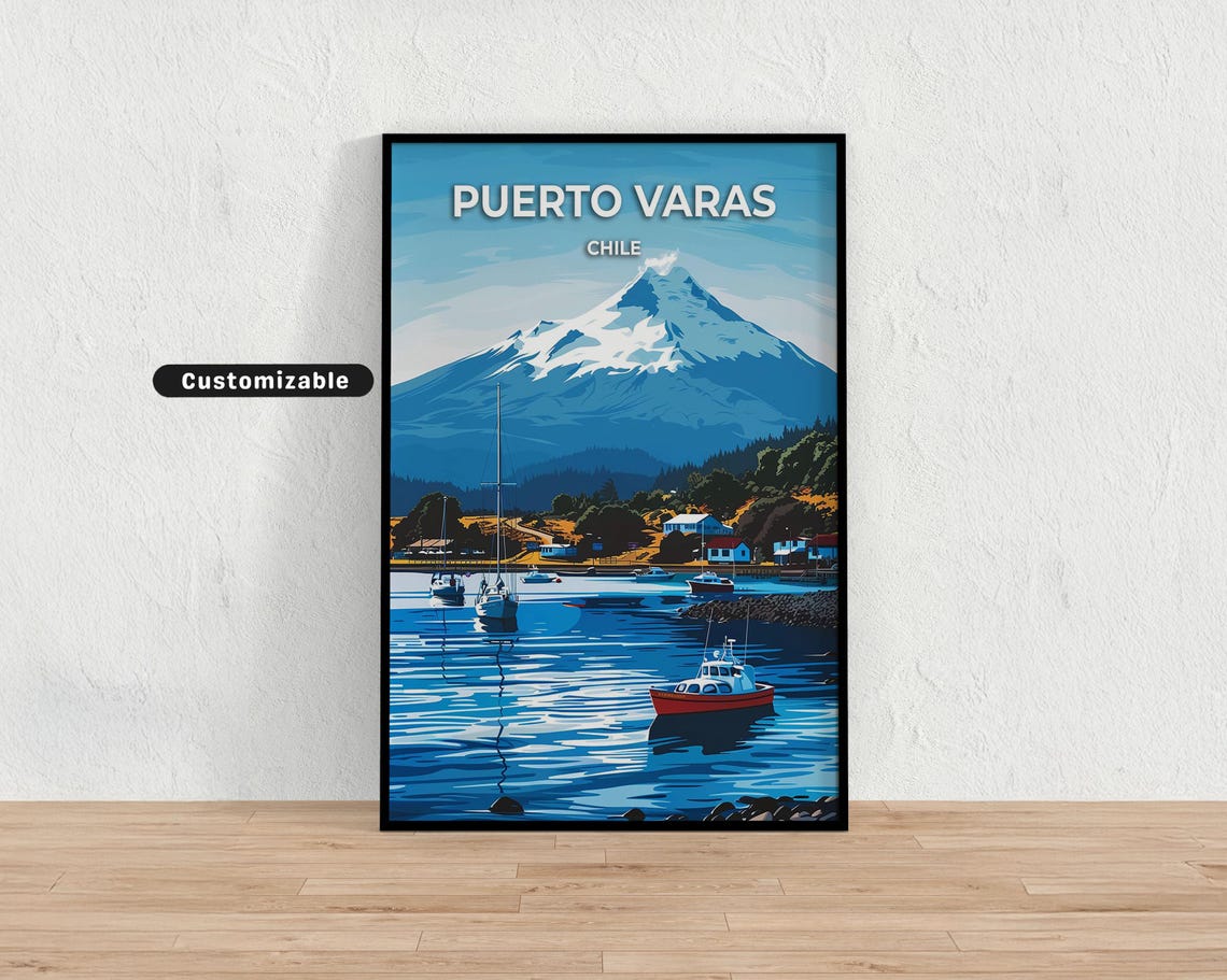 Puerto Varas Chile Travel Poster Custom Wall Art
