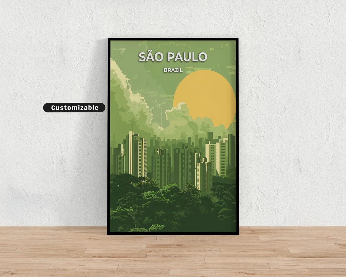 So Paulo Brazil Travel Poster Custom Wall Art