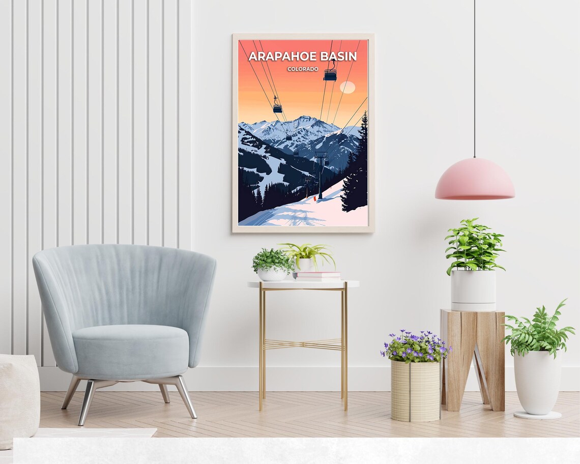 Arapahoe Basin Colorado Sunset Chairlift Peaks Snow Ski Poster - Image 2