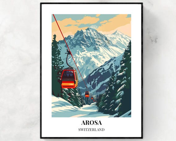 Arosa Travel Print Arosa Ski Poster Switzerland Ski Poster Arosa Ski Resort Print