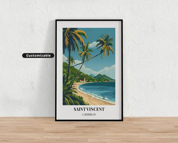 Saint Vincent Caribbean Travel Poster Custom Wall Art