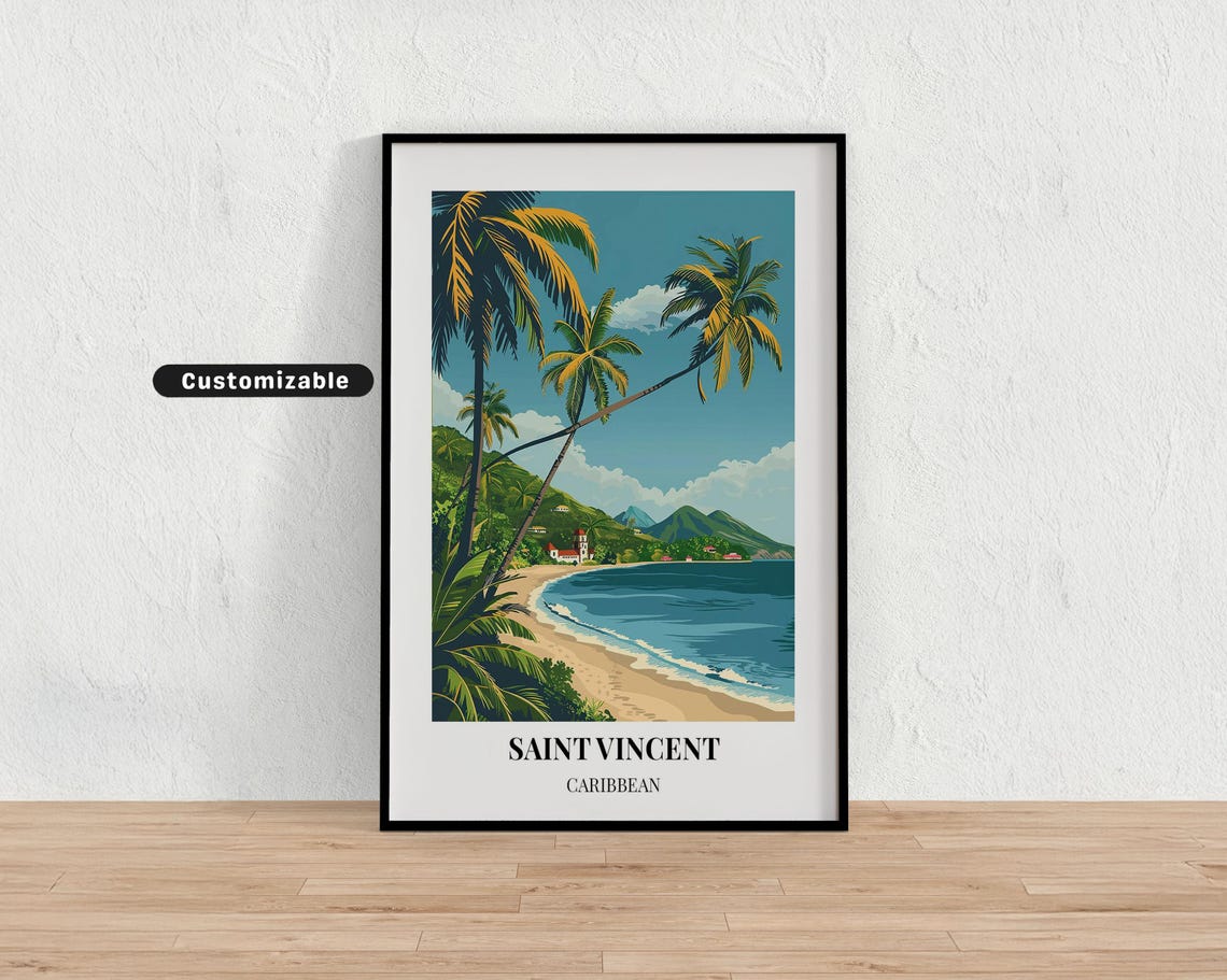 Saint Vincent Caribbean Travel Poster Custom Wall Art