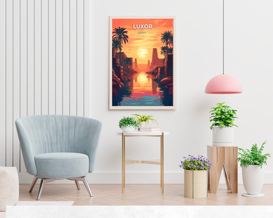 Luxor Egypt Valley Of The Kings Sunset Nile Ruins Travel Poster - Image 2
