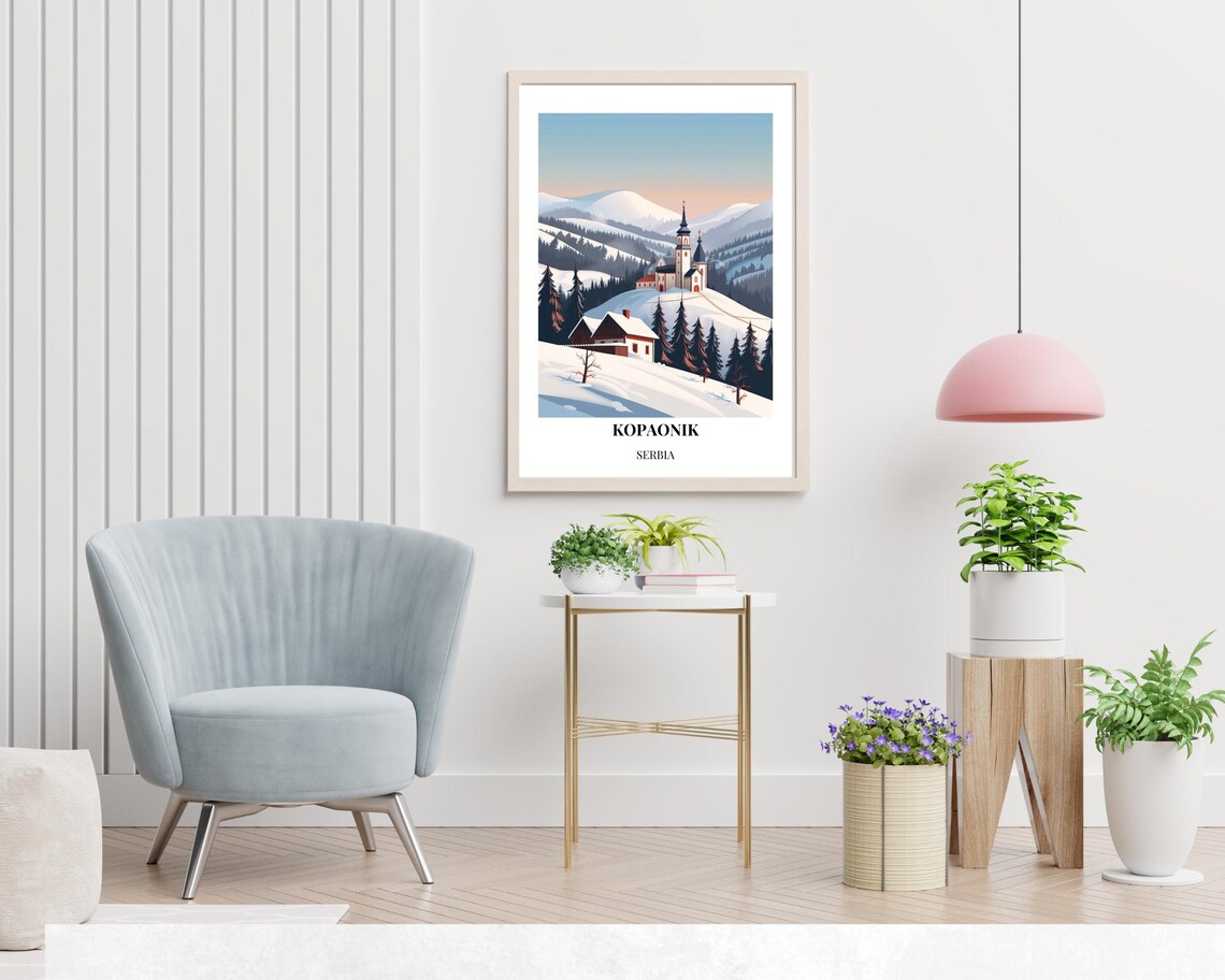 Kopaonik Serbia Snowy Mountain Church Winter Ski Resort Poster - Image 2