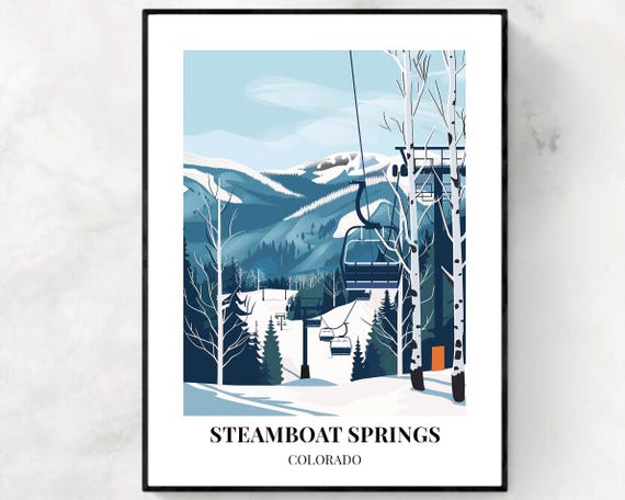 Steamboat Springs Travel Print Steamboat Springs Ski Poster Colorado Ski Poster Steamboat Springs Ski Resort Print