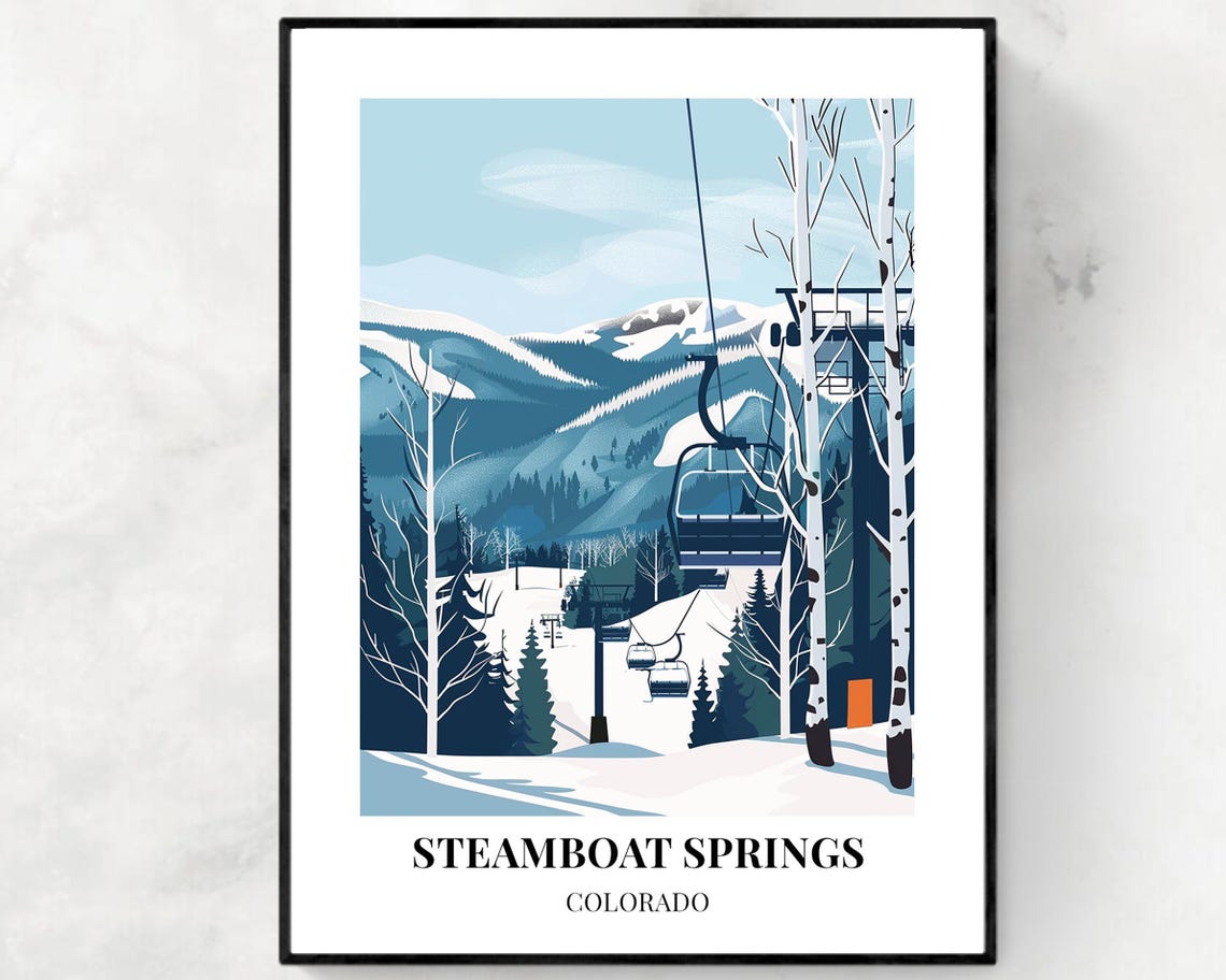Steamboat Springs Travel Print Steamboat Springs Ski Poster Colorado Ski Poster Steamboat Springs Ski Resort Print