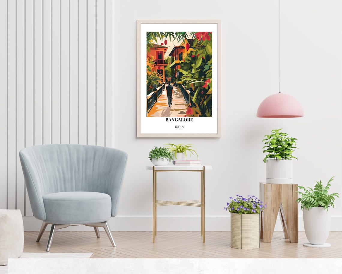 Bangalore India Garden Lane Lanterns Tropical Walkway Poster - Image 2