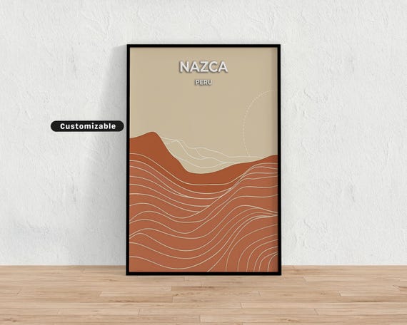 Nazca Peru Travel Poster Custom Wall Art