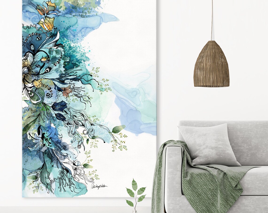 Blue Abstract Art, Extra Large Wall Art Print